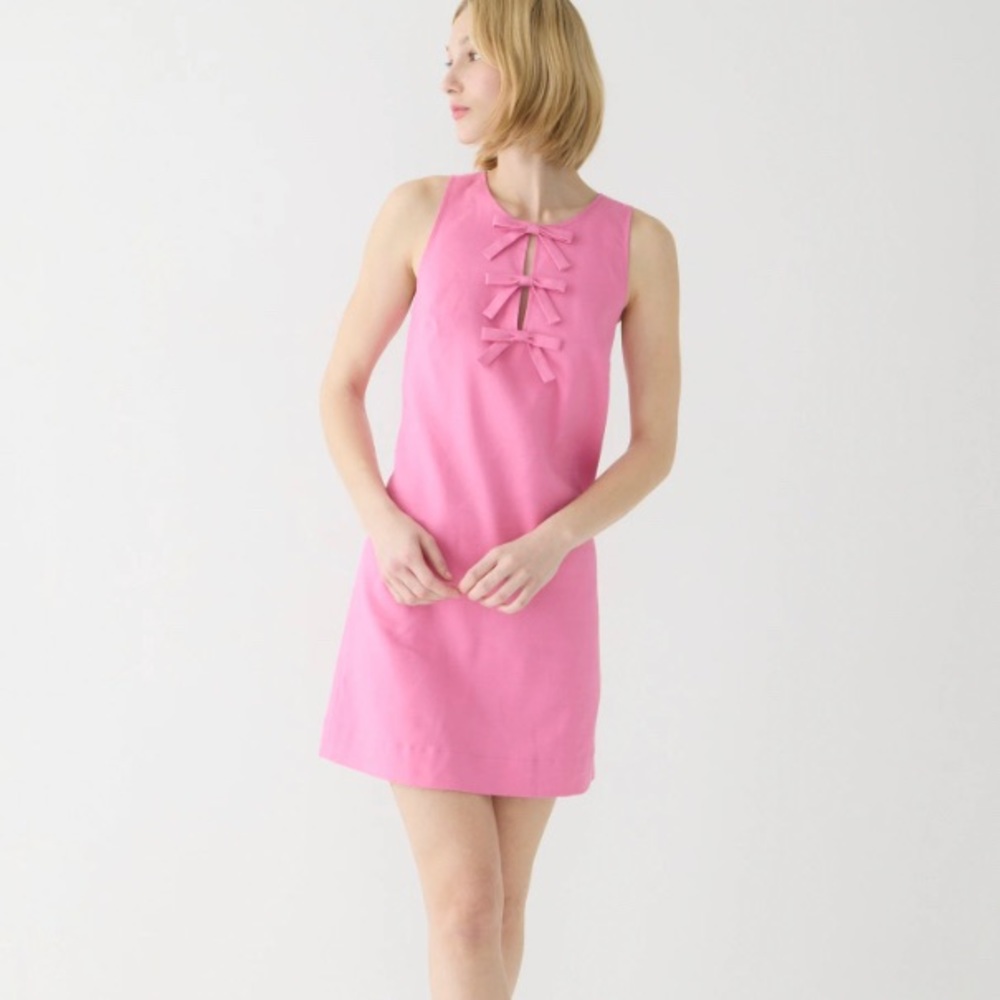 J Crew pink bow shift dress